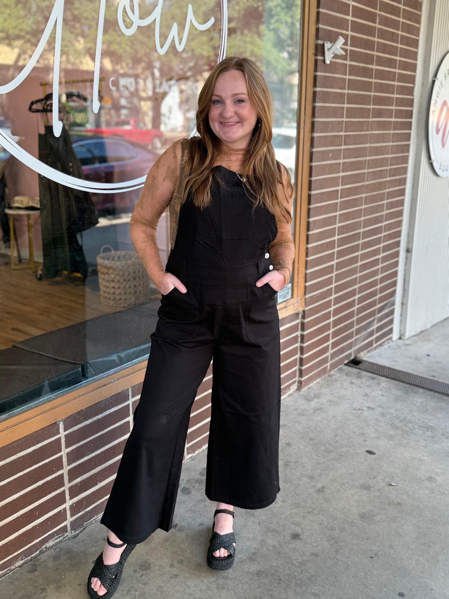 Fall in Love Overalls in Black