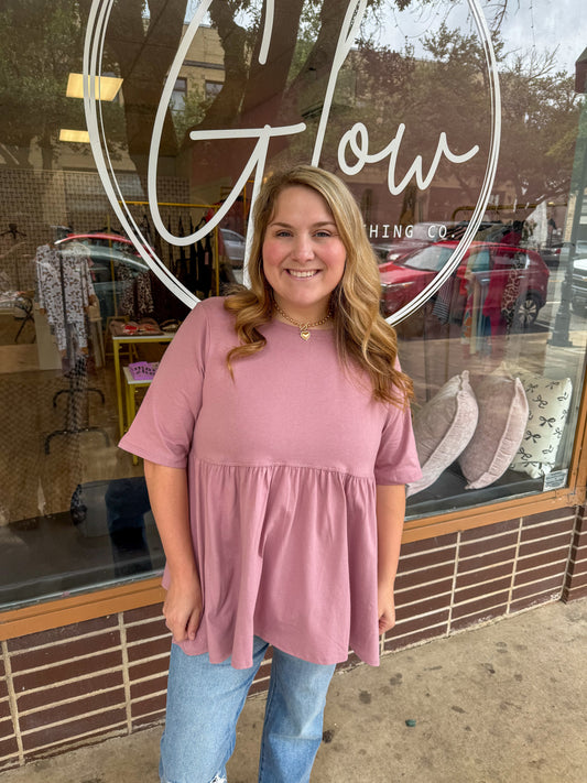 Macie Babydoll Top in Mauve